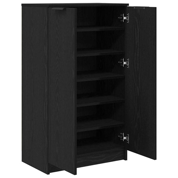 Schuhschrank Schwarz Eichen-Optik mit Regal