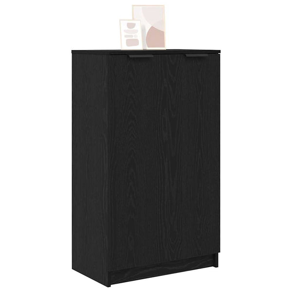 Schuhschrank Schwarz Eichen-Optik mit Regal