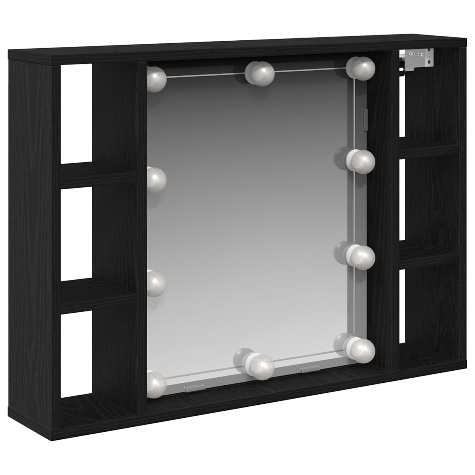 Spiegelschrank mit Regal Schwarz Eiche 76x55 cm