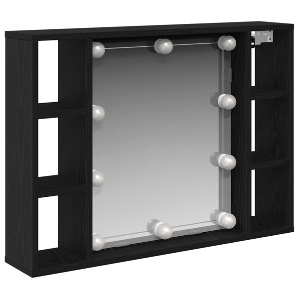 Spiegelschrank mit Regal Schwarz Eiche 76x55 cm