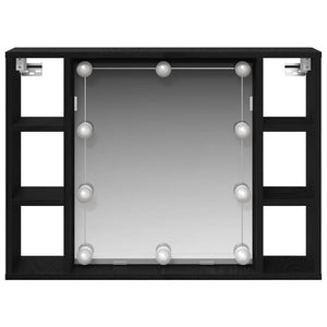 Spiegelschrank mit Regal Schwarz Eiche 76x55 cm