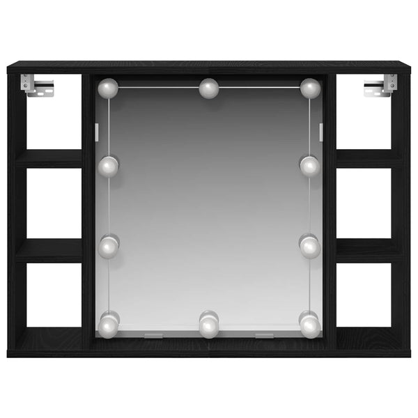 Spiegelschrank mit Regal Schwarz Eiche 76x55 cm