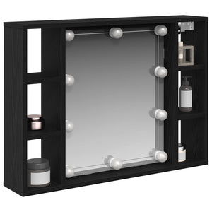 Spiegelschrank mit Regal Schwarz Eiche 76x55 cm