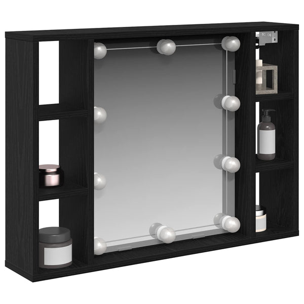 Spiegelschrank mit Regal Schwarz Eiche 76x55 cm