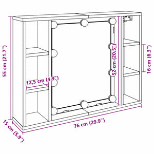 Spiegelschrank mit Regal Schwarz Eiche 76x55 cm