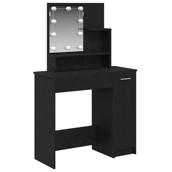 Schminktisch mit Regal, Schwarz Eiche