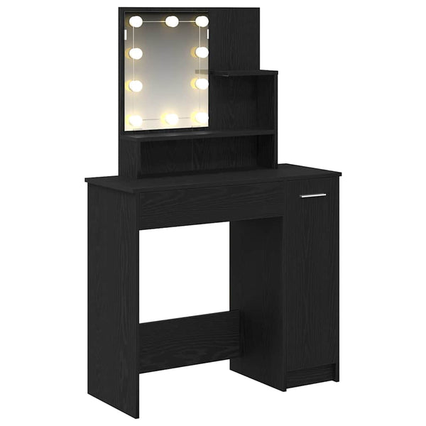 Schminktisch mit Regal, Schwarz Eiche