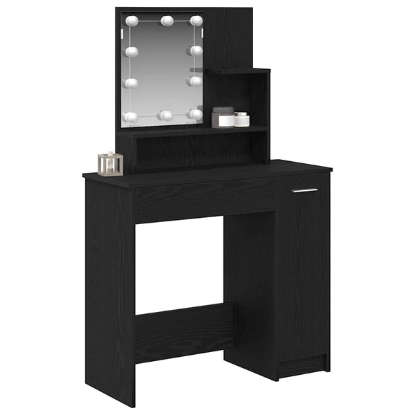 Schminktisch mit Regal, Schwarz Eiche