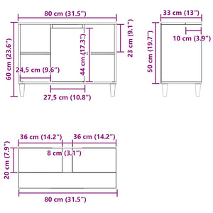 Waschbeckenschrank Eiche Schwarz 80x60 cm