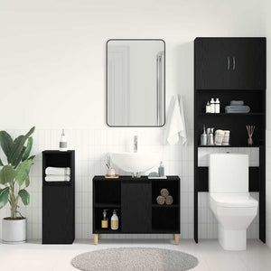 Waschbeckenschrank Eiche Schwarz 80x60 cm
