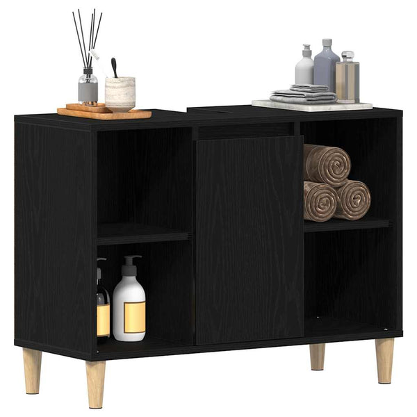 Waschbeckenschrank Eiche Schwarz 80x60 cm