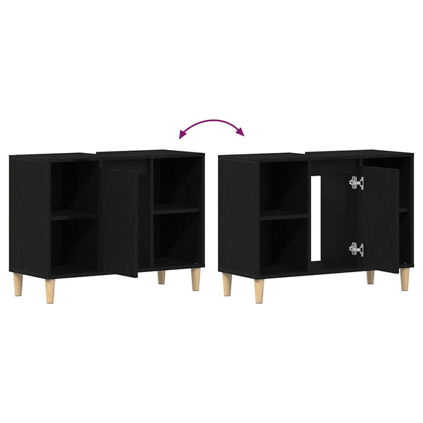Waschbeckenschrank Eiche Schwarz 80x60 cm