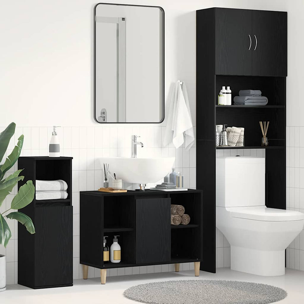 Waschbeckenschrank Eiche Schwarz 80x60 cm
