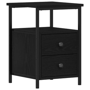 Schwarzer Nachttisch Eichenoptik, 34x35,5x50 cm