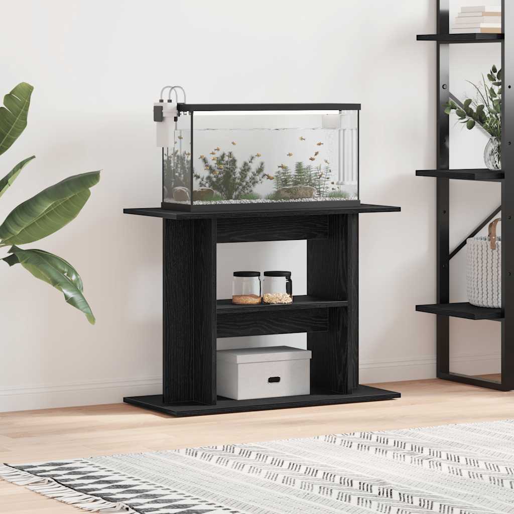 Aquariumständer Schwarz Eichen-Optik 80x35x60 cm