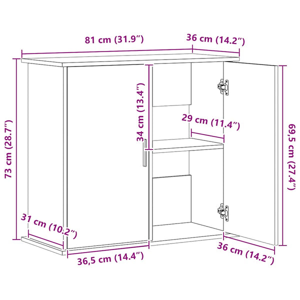 vidaXL Meuble pour aquarium Chêne noir 81x36x73 cm Bois d'ingénierie