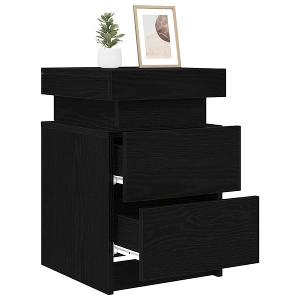 Nachttisch Schwarz Eichenoptik 35x39x55cm