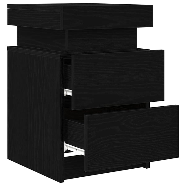 Nachttisch 2er Set Schwarz Eichenoptik