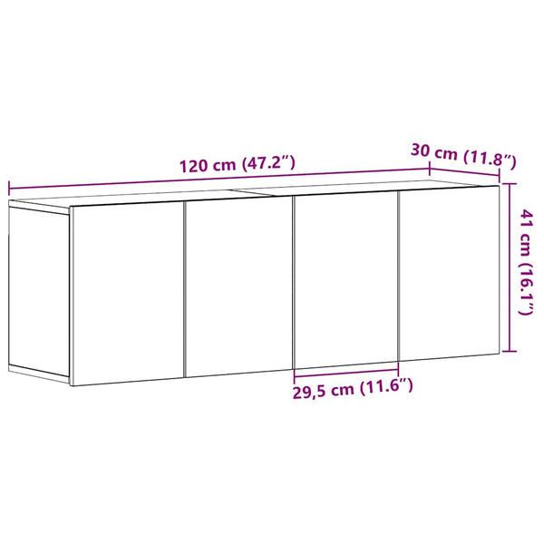 TV-Schränke 2er Set Schwarze Eiche 120 cm