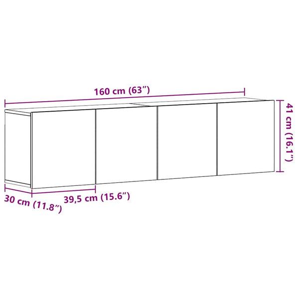 TV-Schränke, 2er Set, Schwarze Eiche, 160 cm