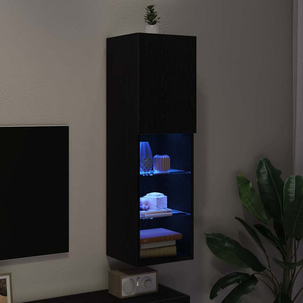 TV-Schrankset mit LED Eichen-Optik Schwarz