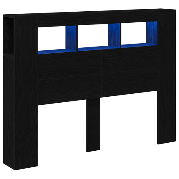 LED Kopfteil Schwarz Eiche 140 cm