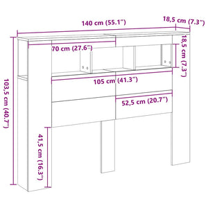 LED Kopfteil Schwarz Eiche 140 cm