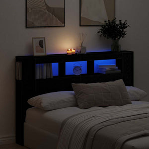 LED Kopfteil Schwarz Eiche 160cm