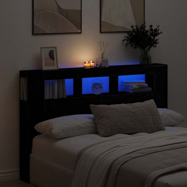 LED Kopfteil Schwarz Eiche 160cm