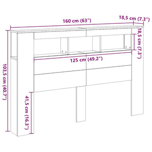 LED Kopfteil Schwarz Eiche 160cm
