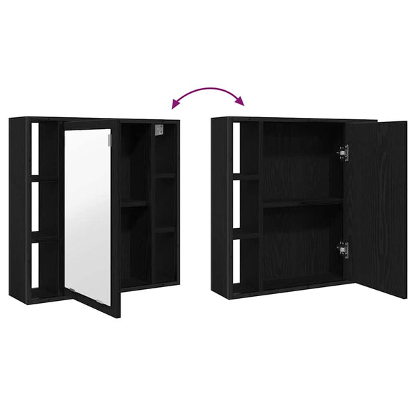 Schwarzer Eiche Badezimmer-Spiegelschrank 60 cm