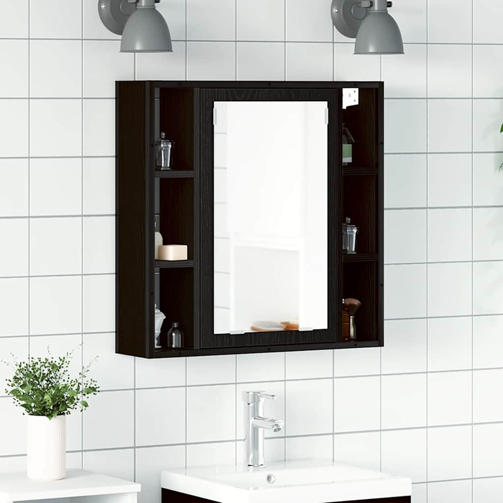 Schwarzer Eiche Badezimmer-Spiegelschrank 60 cm