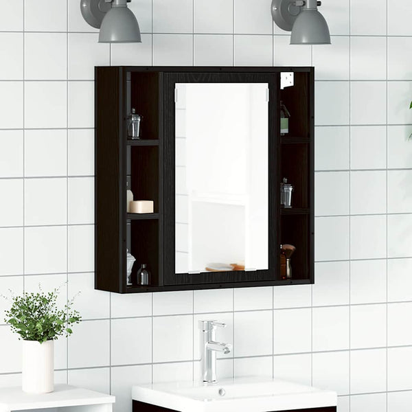 Schwarzer Eiche Badezimmer-Spiegelschrank 60 cm