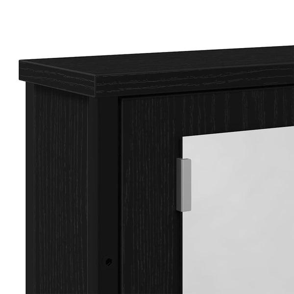 Schwarzer Bad-Spiegelschrank Eiche-Optik