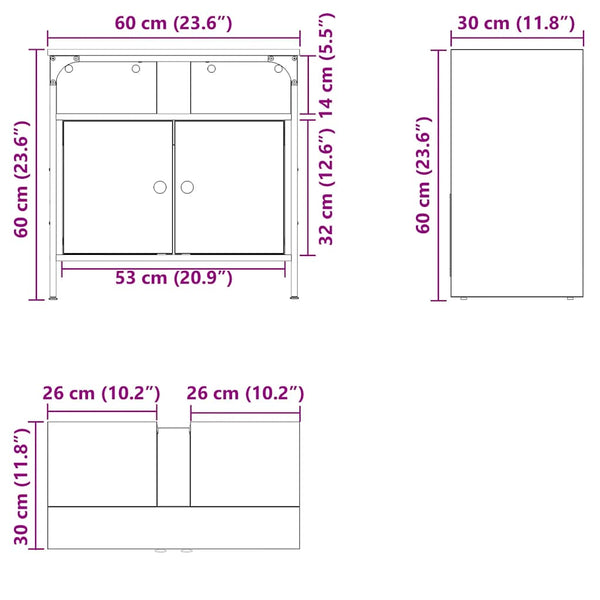 Waschbeckenunterschrank Altholz-Optik 60 cm