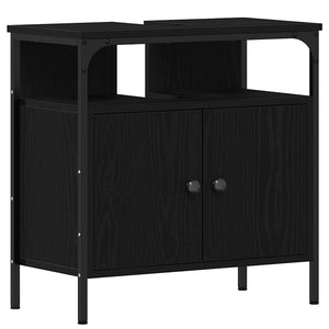 Waschbeckenunterschrank Schwarz Eichenoptik 60 cm