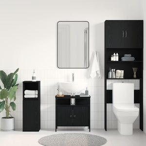 Waschbeckenunterschrank Schwarz Eichenoptik 60 cm