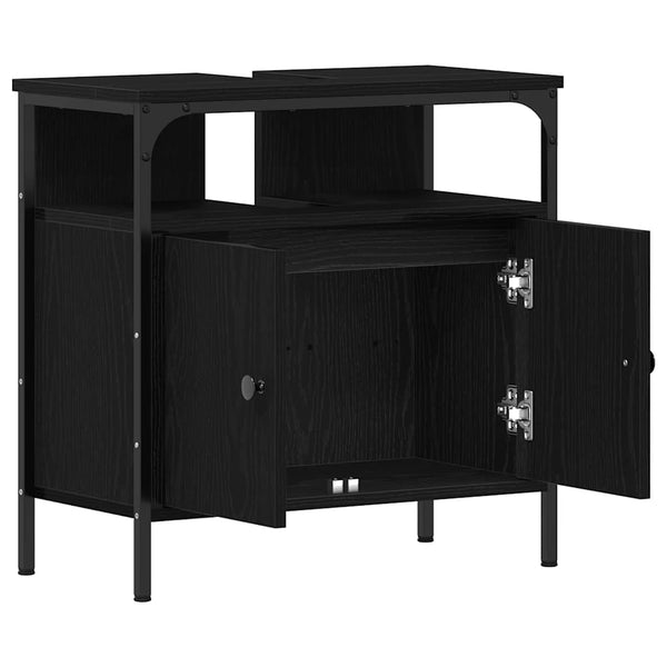 Waschbeckenunterschrank Schwarz Eichenoptik 60 cm