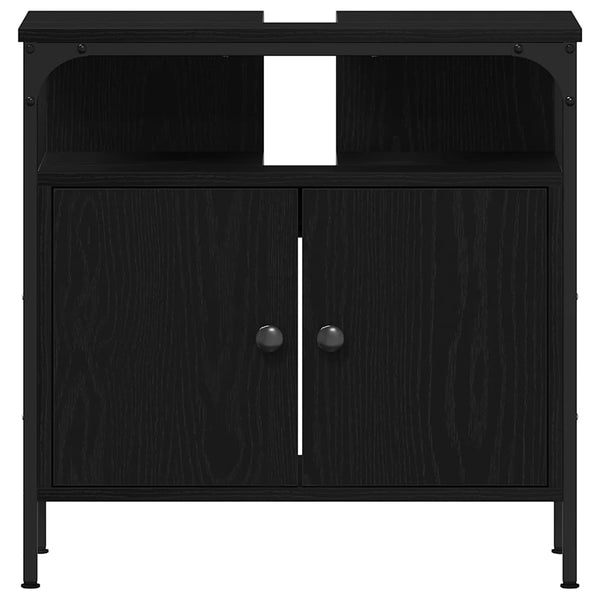 Waschbeckenunterschrank Schwarz Eichenoptik 60 cm
