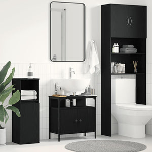 Waschbeckenunterschrank Schwarz Eichenoptik 60 cm