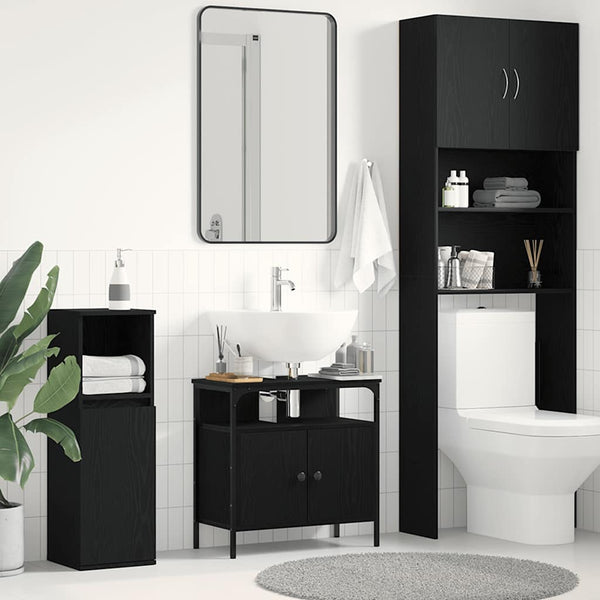 Waschbeckenunterschrank Schwarz Eichenoptik 60 cm