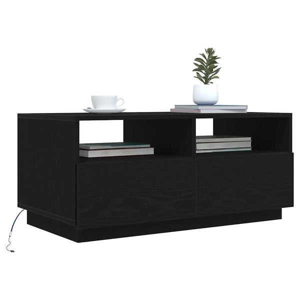 LED Couchtisch Schwarz Eichen-Optik 90cm