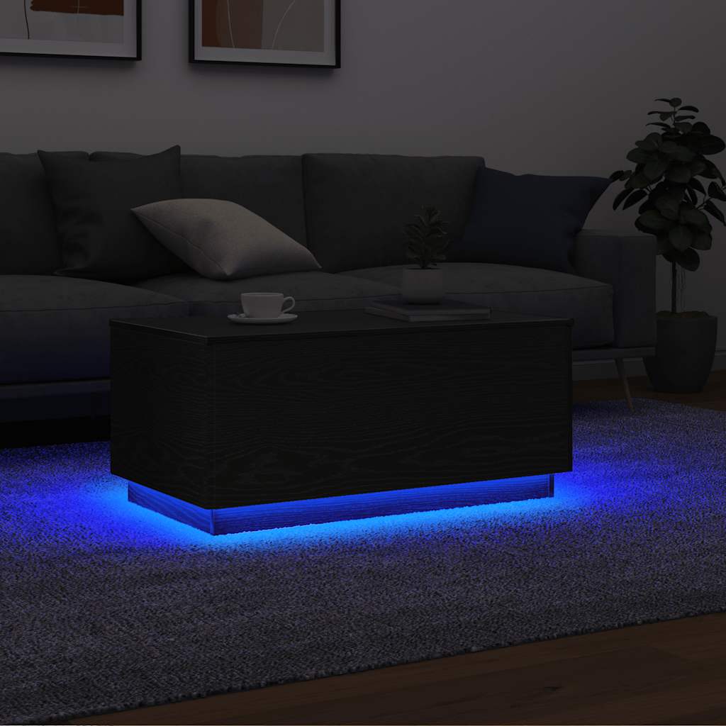 LED Couchtisch Schwarz Eichen-Optik 90cm