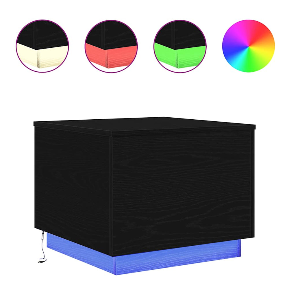 Couchtisch mit LED Schwarz Eichen-Optik 50x50 cm
