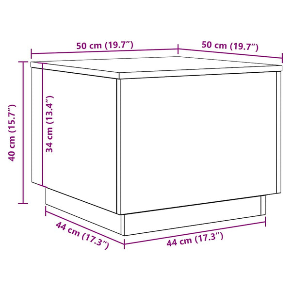 Couchtisch mit LED Schwarz Eichen-Optik 50x50 cm