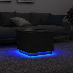 Couchtisch mit LED Schwarz Eichen-Optik 50x50 cm