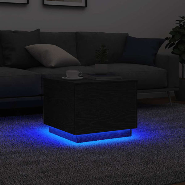 Couchtisch mit LED Schwarz Eichen-Optik 50x50 cm