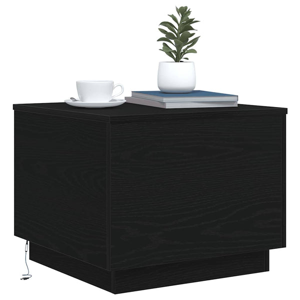 Couchtisch mit LED Schwarz Eichen-Optik 50x50 cm