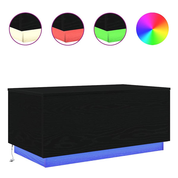 Couchtisch mit LED Schwarz Eichen-Optik 90x50 cm