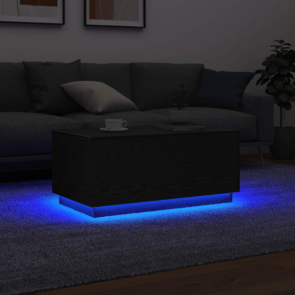 Couchtisch mit LED Schwarz Eichen-Optik 90x50 cm